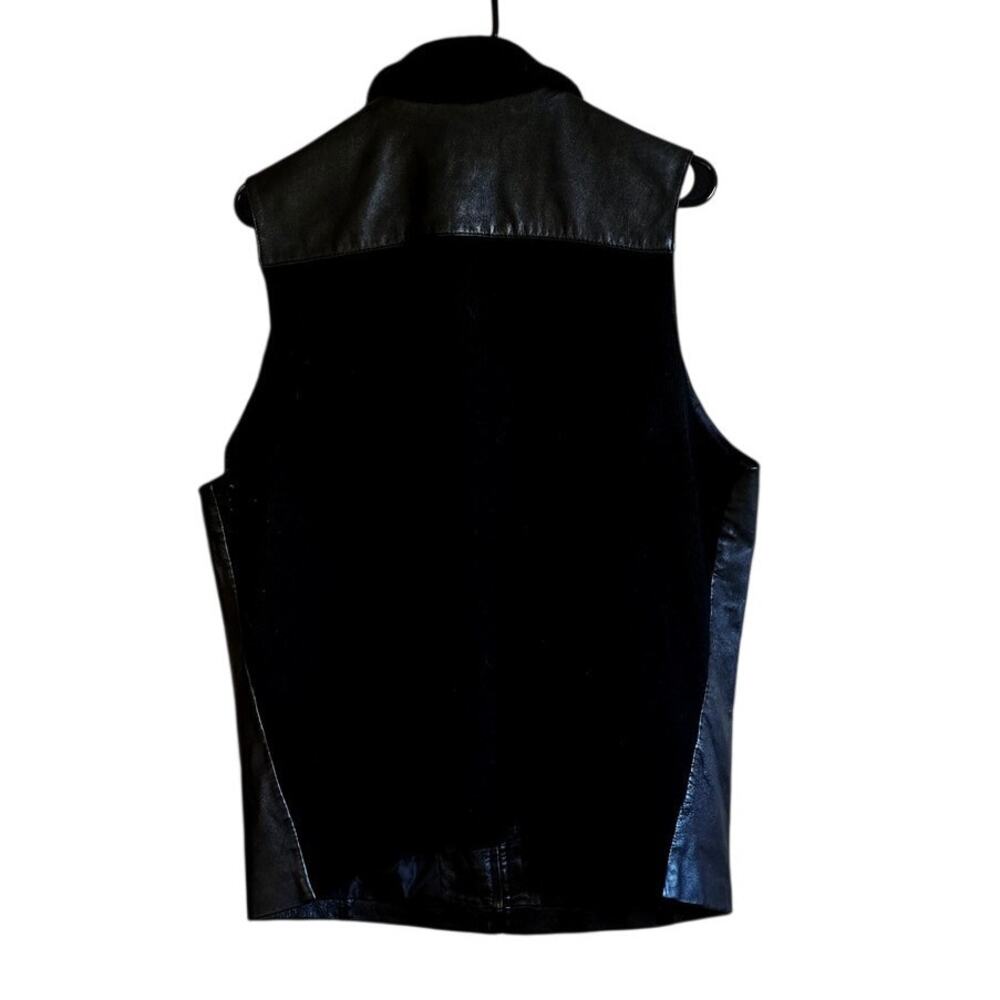 Vintage casual Corner leather mixed stretch back jacket vest size X - Picture 2 of 6